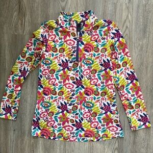 NWOT Spyder Kids Girl's L 14-16 Blue Pink Colorful Floral Half Zip (H24)
